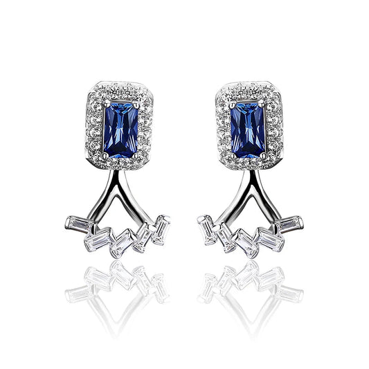Blue Sapphire Sterling Silver Stud Earring