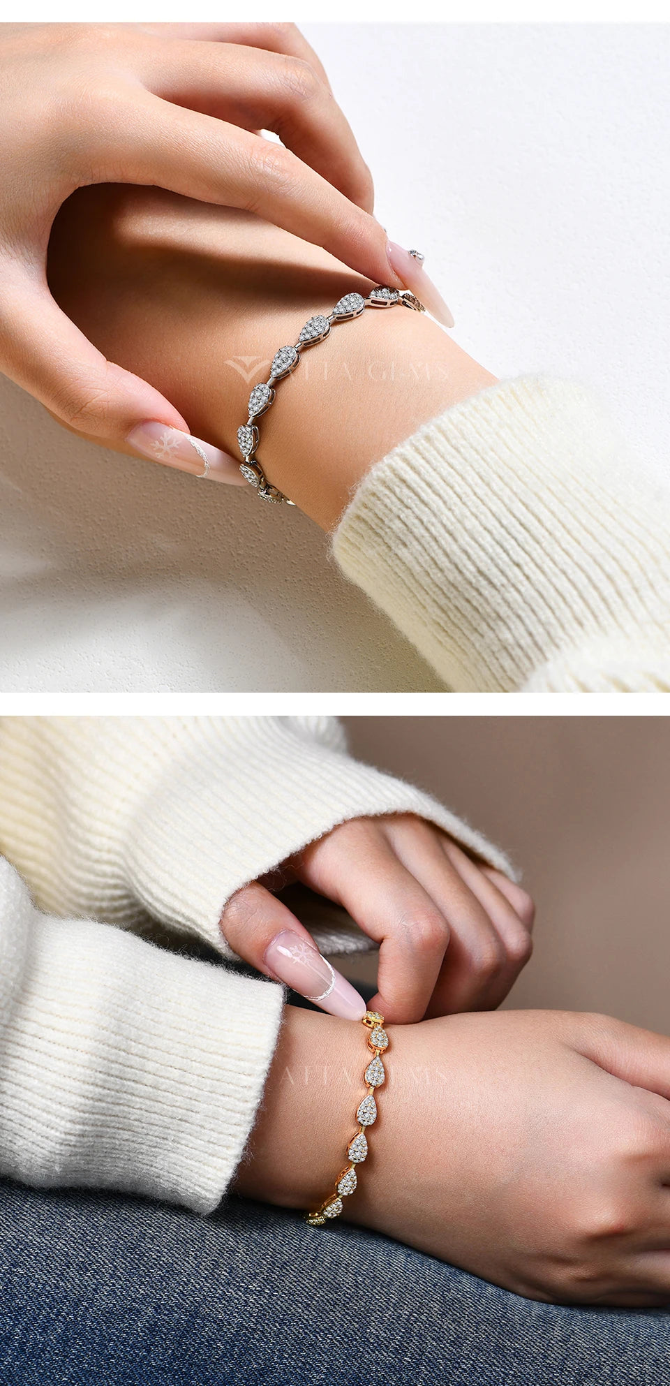 S925 Silver White Gold Plated Moissanite Bracelet