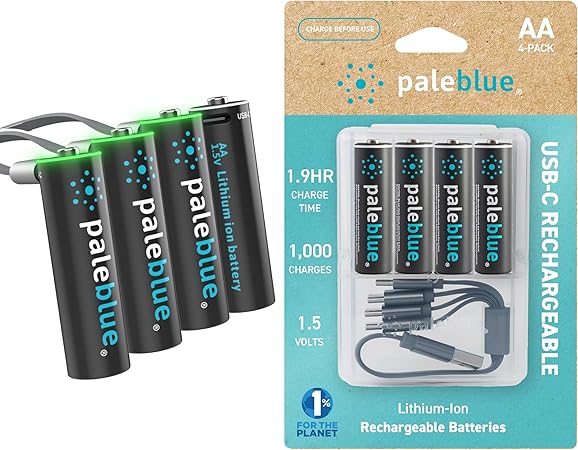 paleblue USB Rechargeable AA & AAA Batteries (4-Pack)