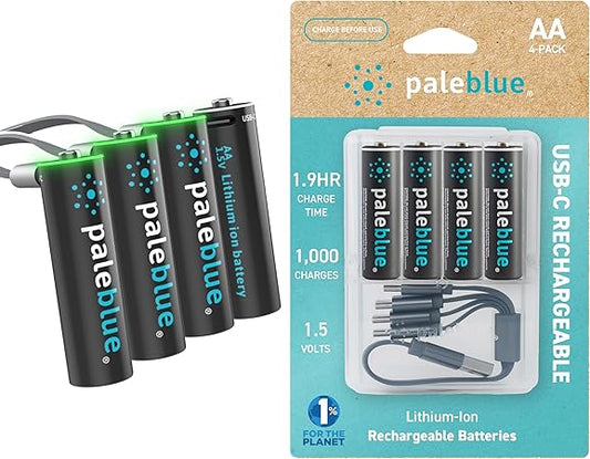 paleblue USB Rechargeable AA & AAA Batteries (4-Pack)