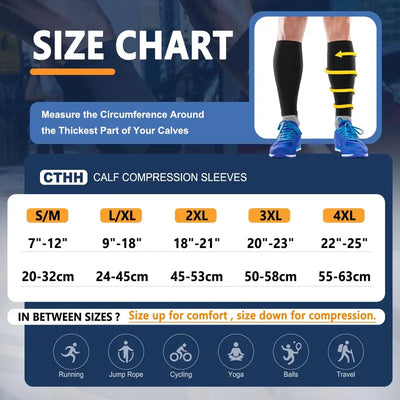 3 Pair, Calf Compression Sleeves