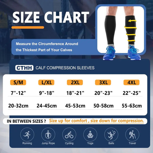 3 Pair, Calf Compression Sleeves