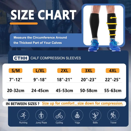 3 Pair, Calf Compression Sleeves