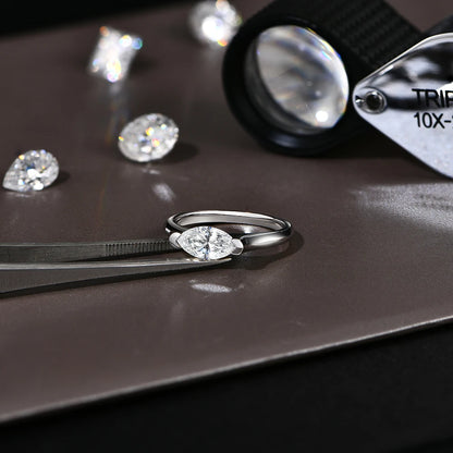 14K 18K Gold Marquise Cut 1CT Moissanite Diamond Rings