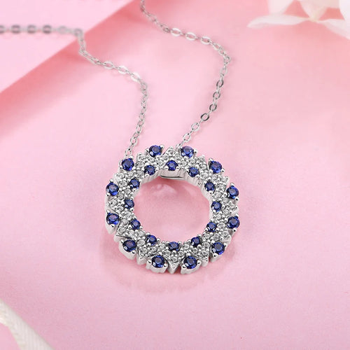 925 Sterling Silver Halo Pendant Necklace