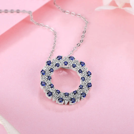 925 Sterling Silver Halo Pendant Necklace
