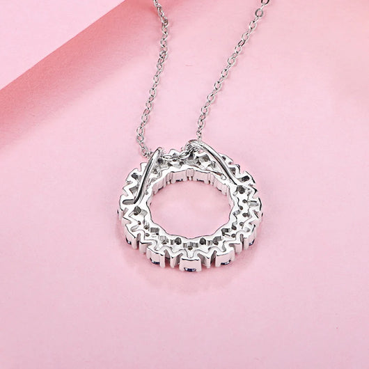925 Sterling Silver Halo Pendant Necklace