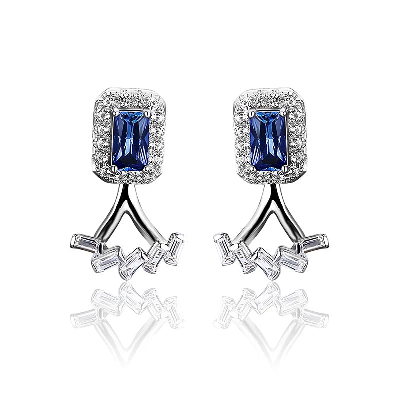 Blue Sapphire Sterling Silver Stud Earring