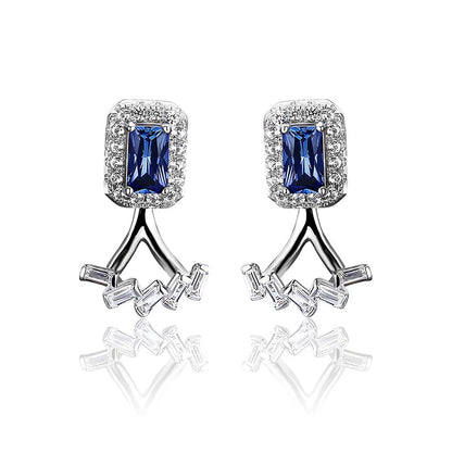 Blue Sapphire Sterling Silver Stud Earring