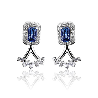 Blue Sapphire Sterling Silver Stud Earring