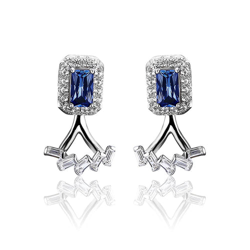 Blue Sapphire Sterling Silver Stud Earring