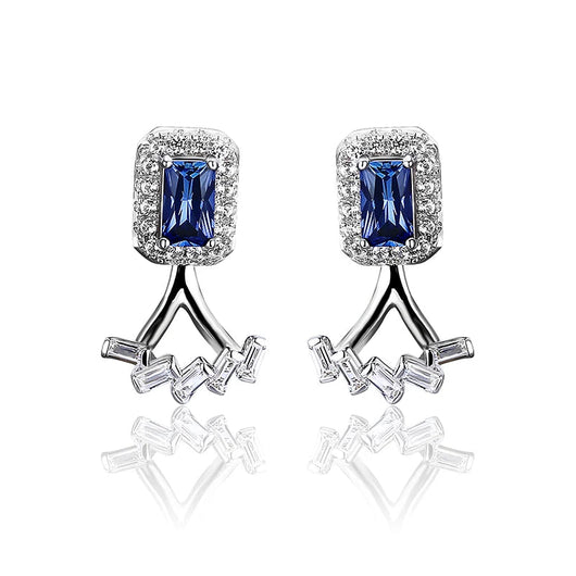 Blue Sapphire Sterling Silver Stud Earring