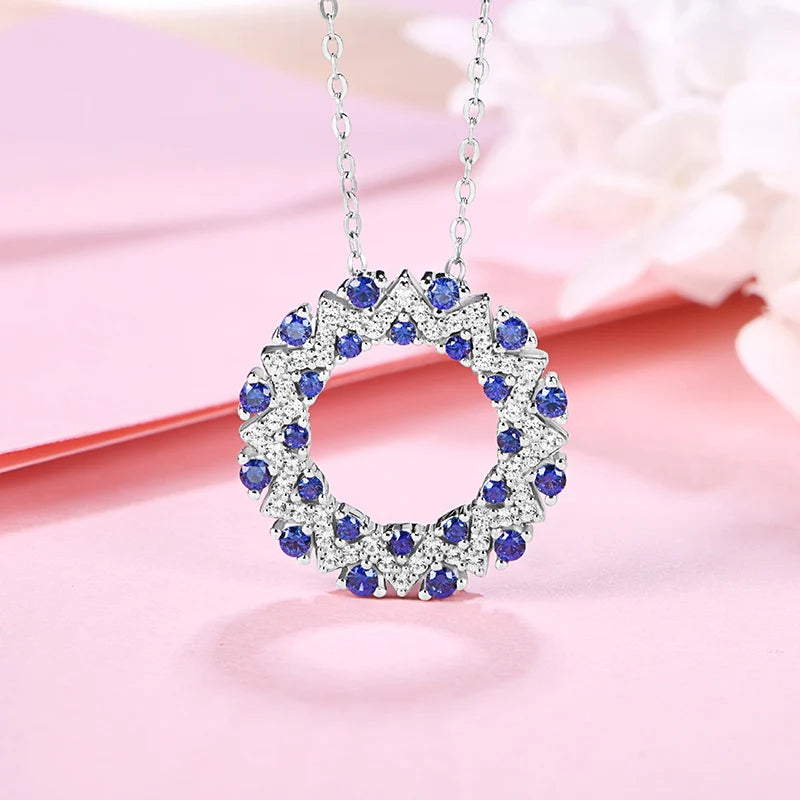 925 Sterling Silver Halo Pendant Necklace