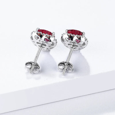 Heart Created Ruby Stud Earrings