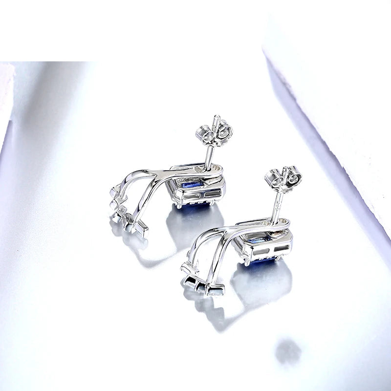 Blue Sapphire Sterling Silver Stud Earring