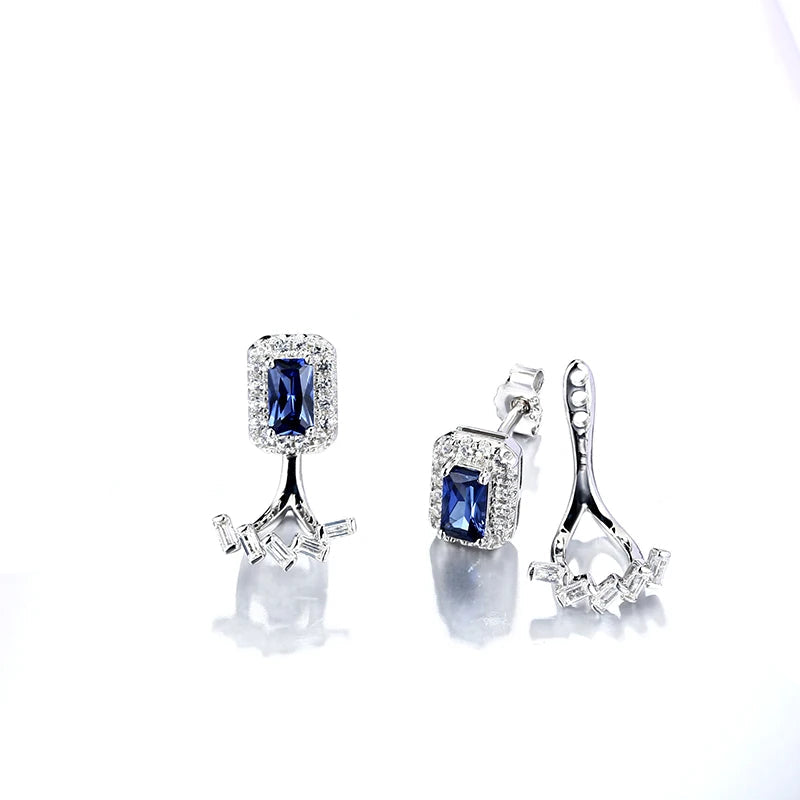 Blue Sapphire Sterling Silver Stud Earring