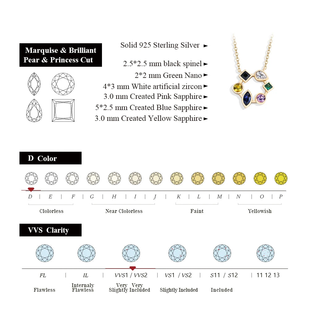 S925 Sterling 18K Yellow White Gold Silver Necklace