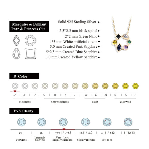 S925 Sterling 18K Yellow White Gold Silver Necklace