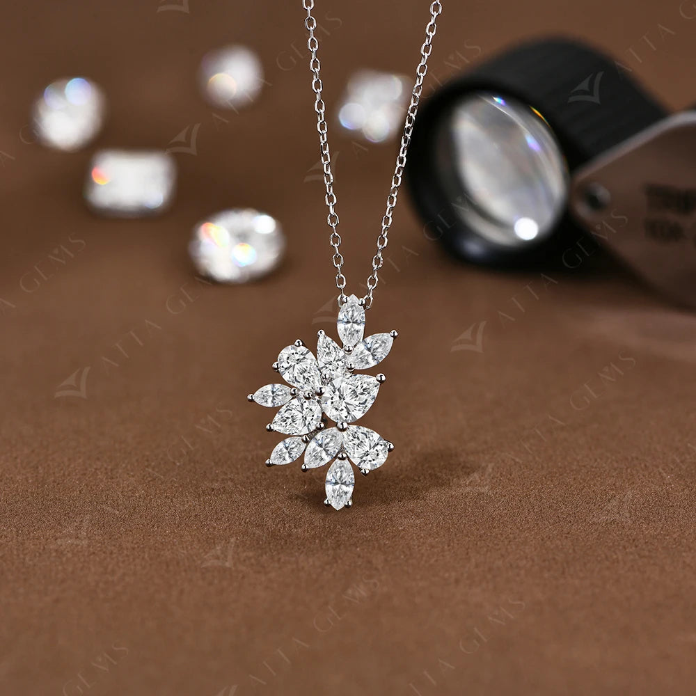 S925 Sterling Silver Engagement Party Moissanite Necklace