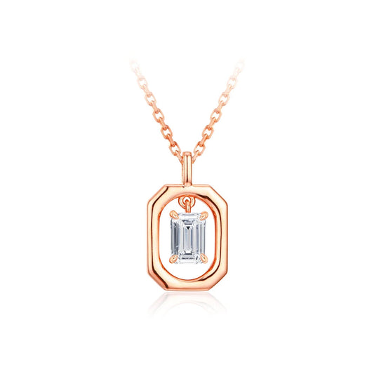 Solid Yellow Gold Moissanite Diamond Necklace