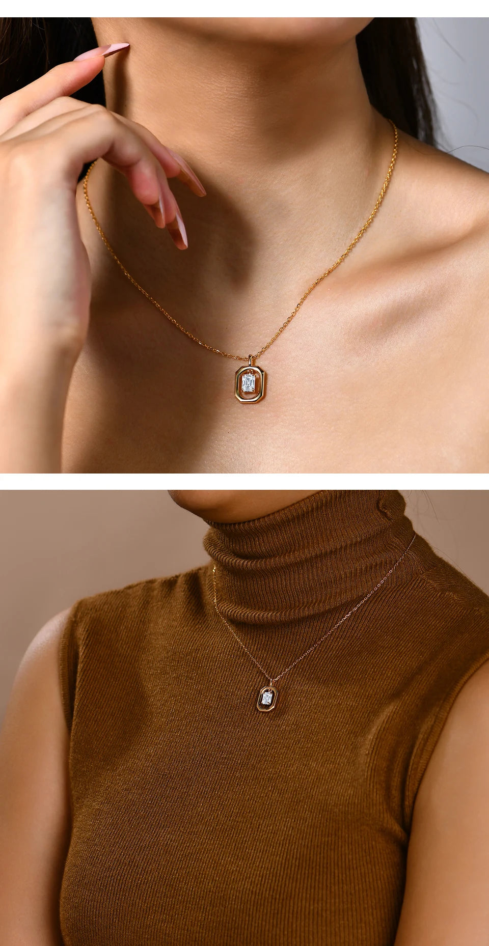 Solid Yellow Gold Moissanite Diamond Necklace