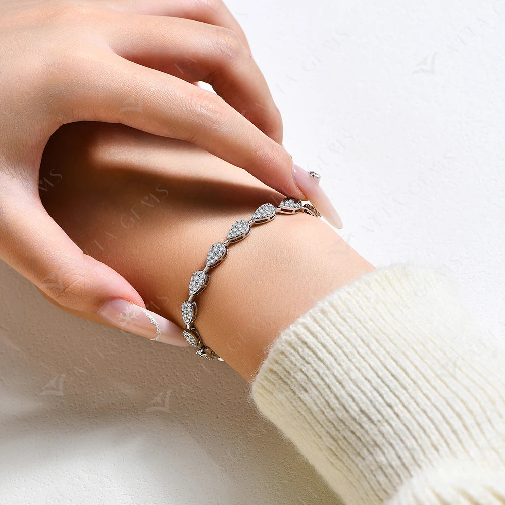 S925 Silver White Gold Plated Moissanite Bracelet