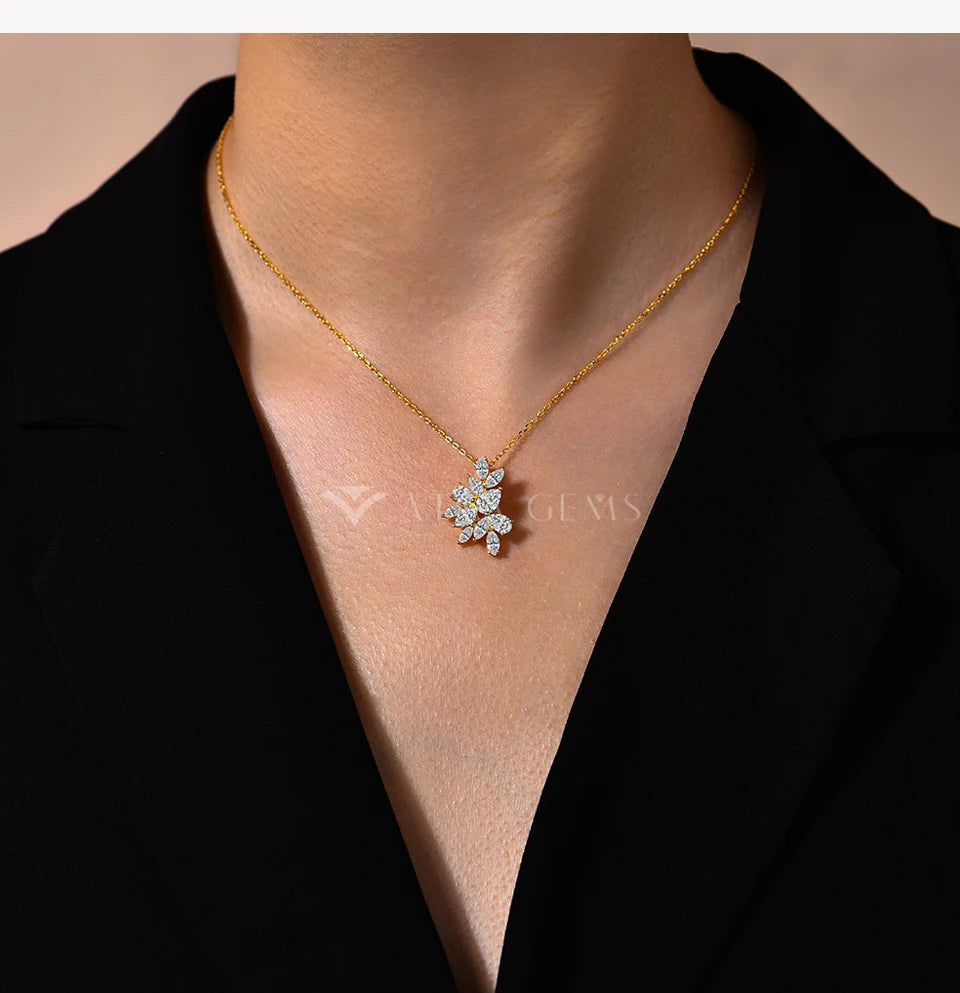 S925 Sterling Silver Engagement Party Moissanite Necklace