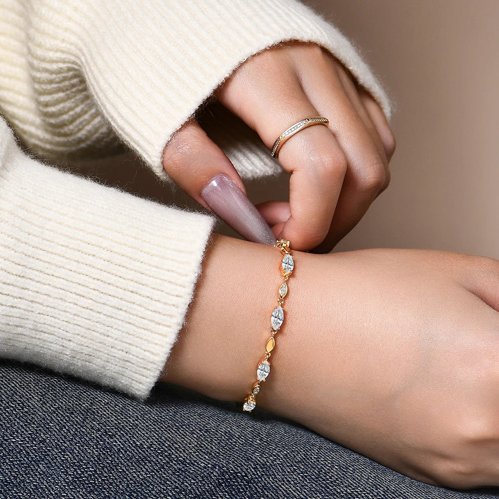 Marquise Round Cut Moissanite Tennis Bracelets