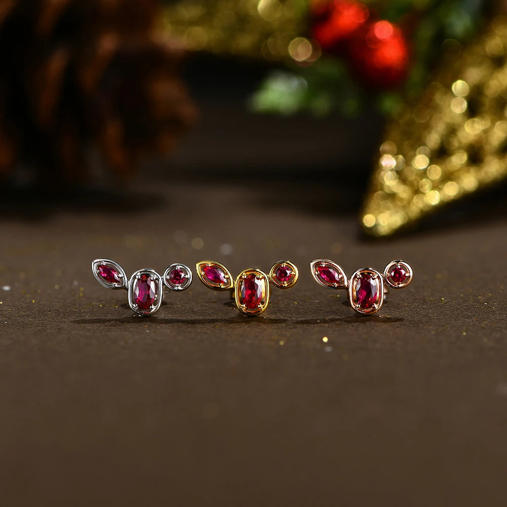 New Real Ruby Luxury Stud Earrings