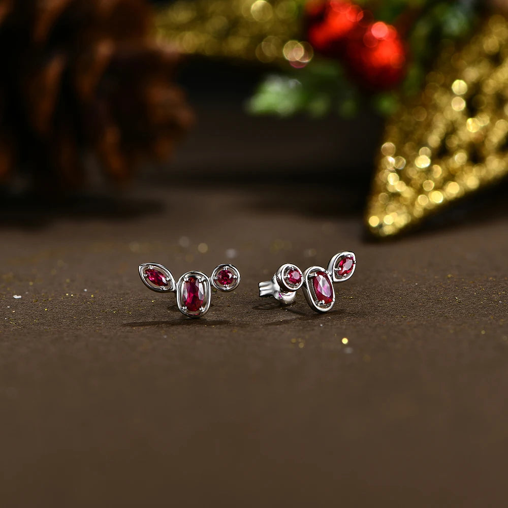 New Real Ruby Luxury Stud Earrings