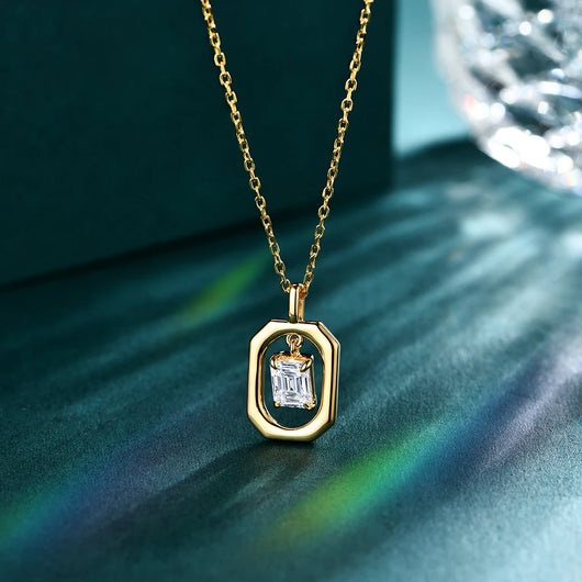 Solid Yellow Gold Moissanite Diamond Necklace