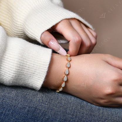 S925 Silver White Gold Plated Moissanite Bracelet