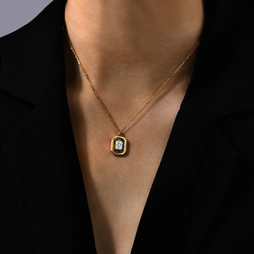 Solid Yellow Gold Moissanite Diamond Necklace