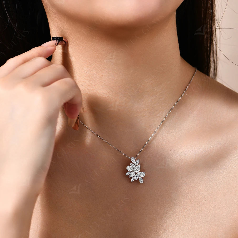 S925 Sterling Silver Engagement Party Moissanite Necklace