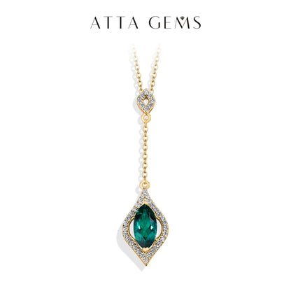 S925 Silver 18K Gold Plated 9.5mm Emerald Necklaces