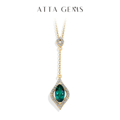 S925 Silver 18K Gold Plated 9.5mm Emerald Necklaces