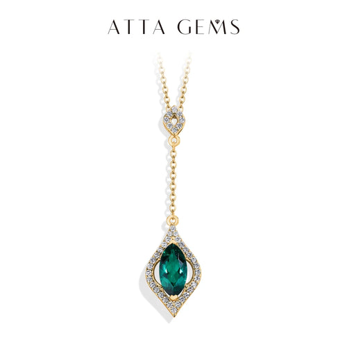 S925 Silver 18K Gold Plated 9.5mm Emerald Necklaces