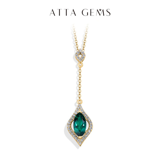 S925 Silver 18K Gold Plated 9.5mm Emerald Necklaces