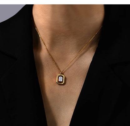 Solid Yellow Gold Moissanite Diamond Necklace