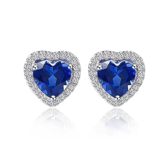 Heart Created Ruby Stud Earrings