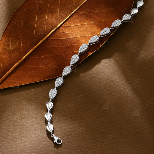 S925 Silver White Gold Plated Moissanite Bracelet