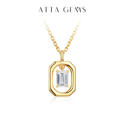 Solid Yellow Gold Moissanite Diamond Necklace