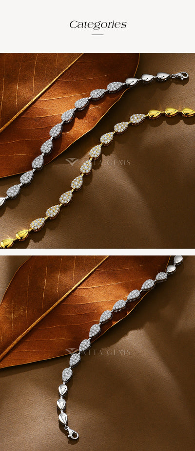 S925 Silver White Gold Plated Moissanite Bracelet