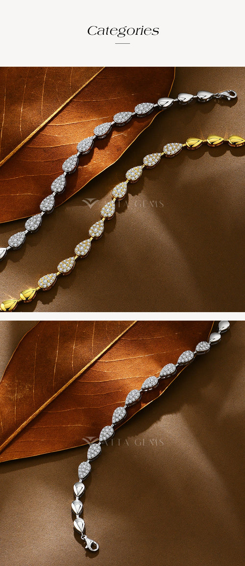 S925 Silver White Gold Plated Moissanite Bracelet
