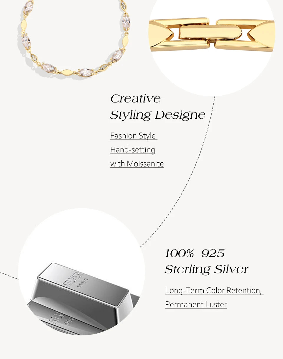 Marquise Round Cut Moissanite Tennis Bracelets