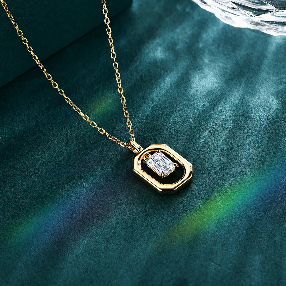 Solid Yellow Gold Moissanite Diamond Necklace