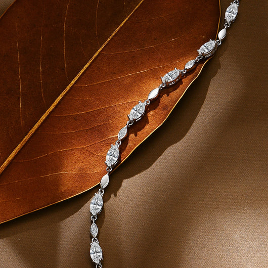 Marquise Round Cut Moissanite Tennis Bracelets