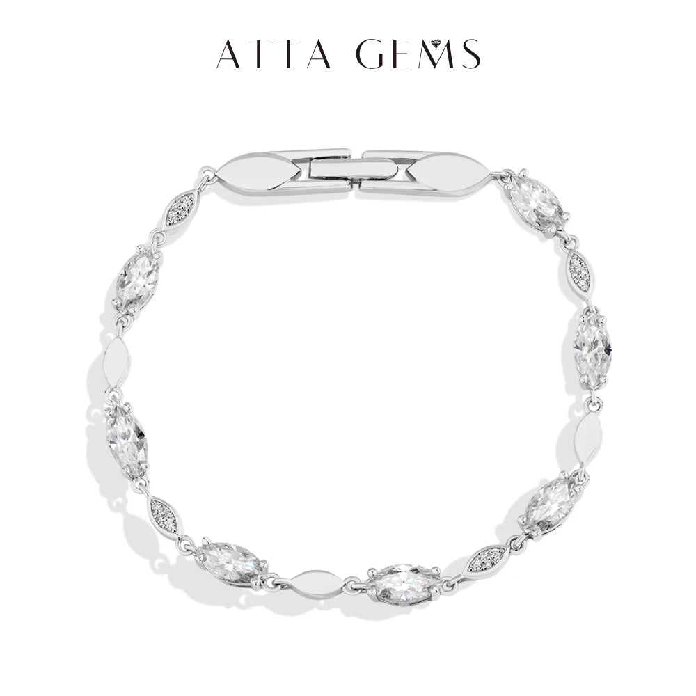 Marquise Round Cut Moissanite Tennis Bracelets