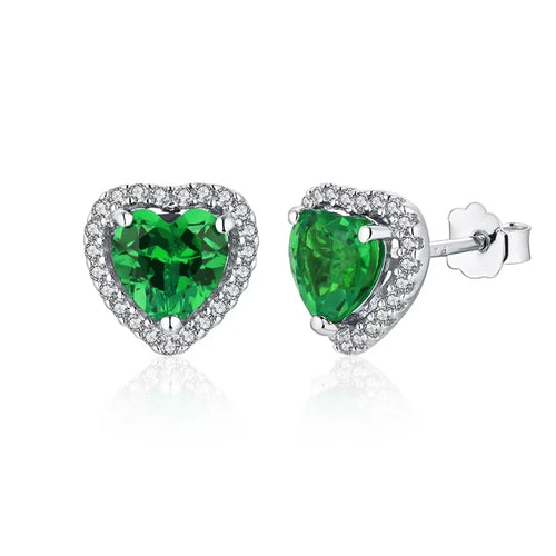 Heart Created Ruby Stud Earrings