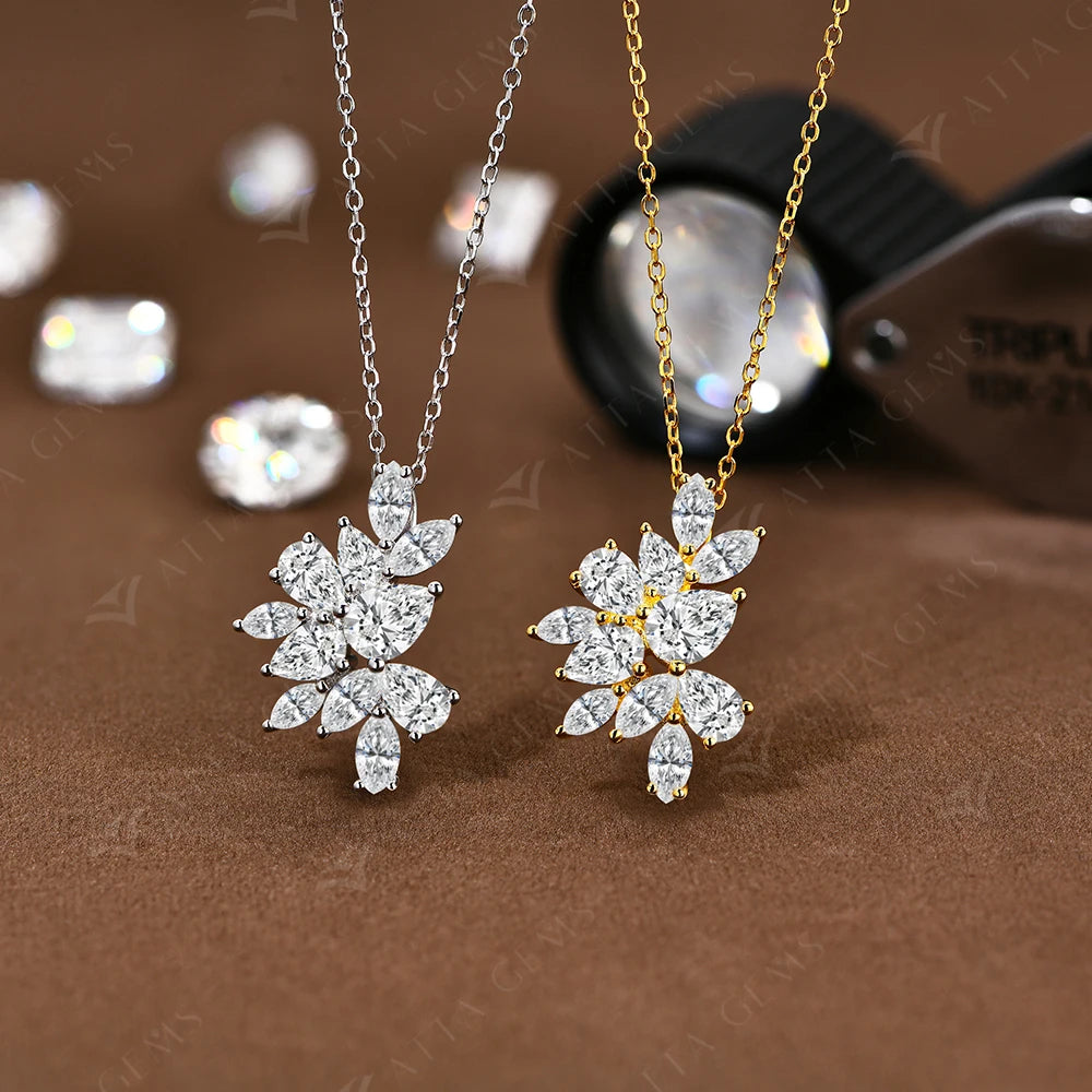 S925 Sterling Silver Engagement Party Moissanite Necklace
